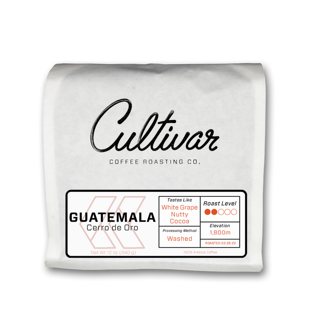 Bag of Cultivar's Guatemala Cerro de Oro roasted coffee beans